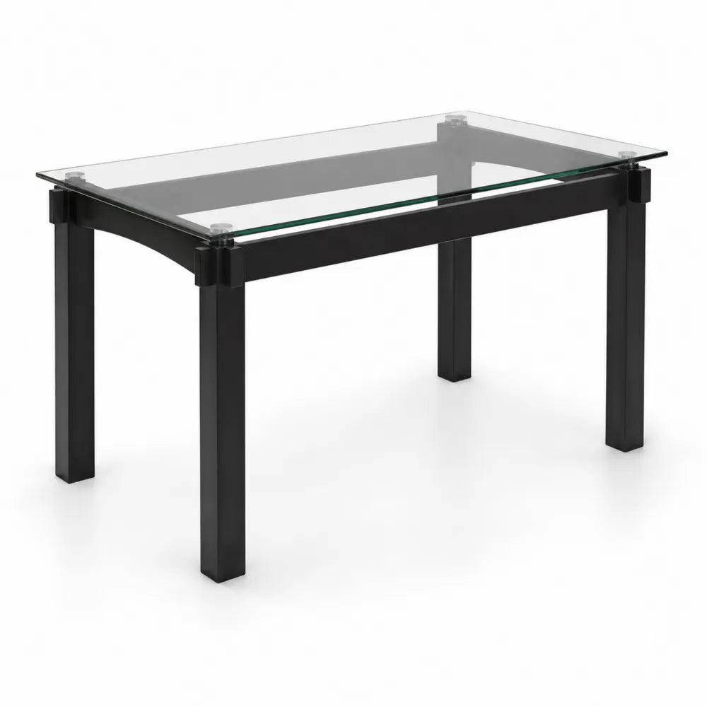 Tavolo da pranzo in vetro e metallo nero