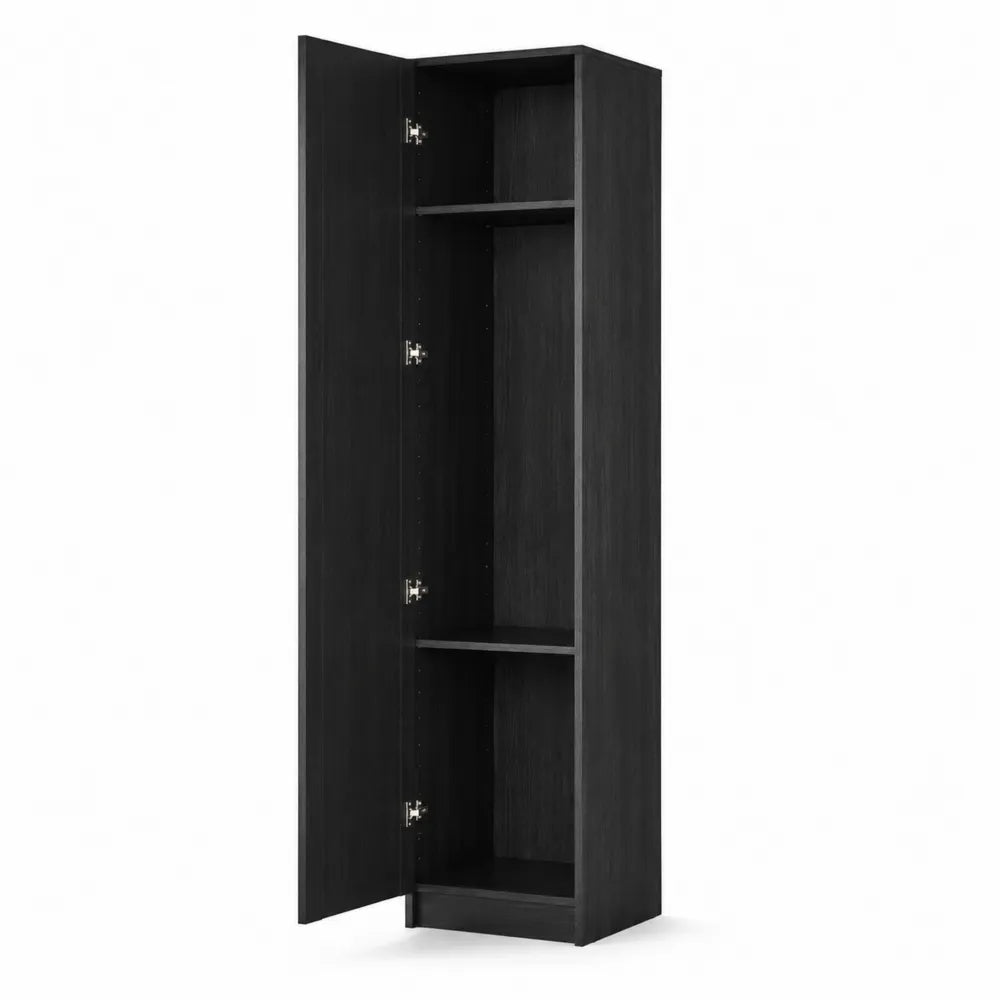 Armadio in legno composito nero con ante a battente 180x40x30 cm