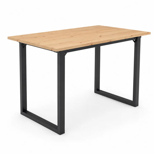 Tavolo da pranzo rettangolare in legno massello e metallo nero 120x60x75 cm