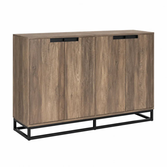 Credenza in Legno Laminato e Metallo con Quattro Ante 80x120x40 cm