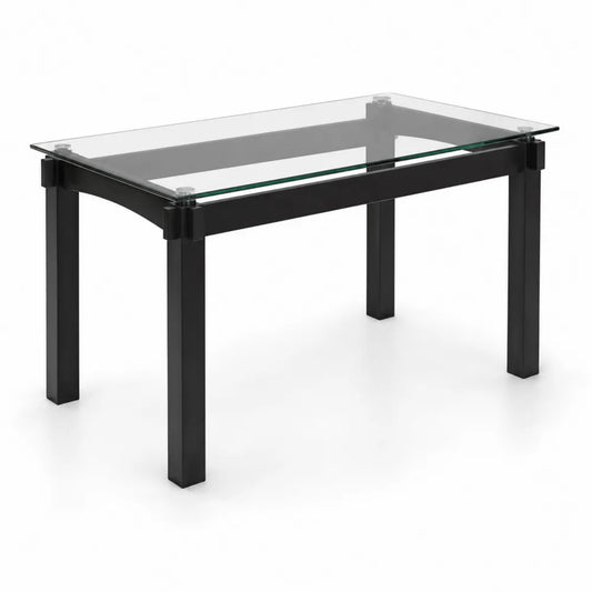 Tavolo da pranzo in vetro e metallo nero