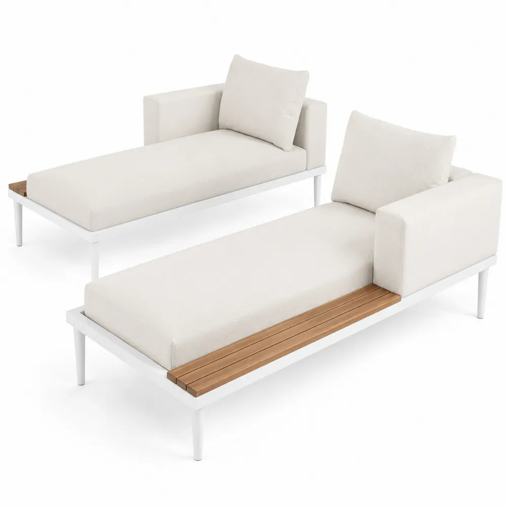 Set Divani da Esterno in Alluminio e Legno con Bracciolo