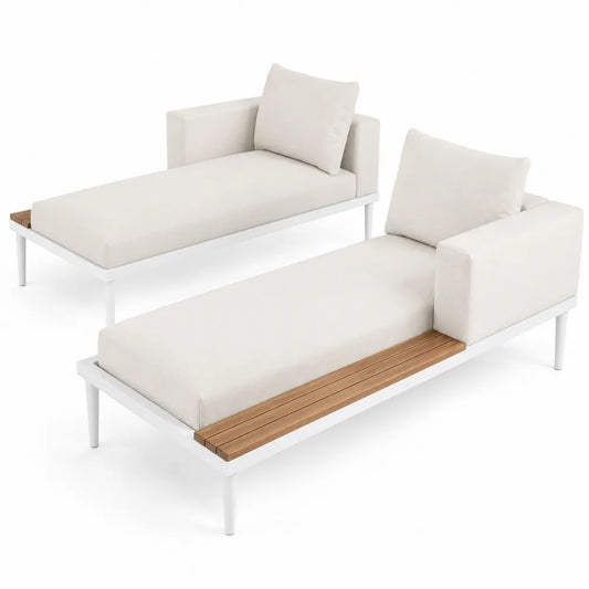 Set Divani da Esterno in Alluminio e Legno con Bracciolo