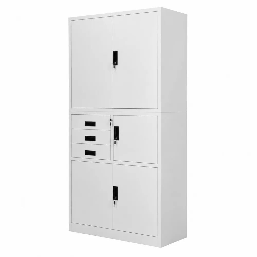 Armadio in metallo bianco con ante e cassetti 185 cm