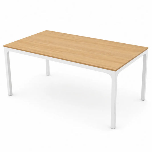 Tavolo rettangolare in legno e acciaio bianco 180x90x75 cm
